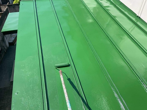 広島県福山市・K様邸　屋根塗装・外壁塗装　艶が美しいグリーンの屋根に仕上がりました！ (1)
