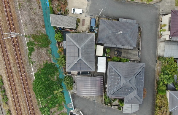岡山県笠岡市・T様邸　外壁塗装・屋根塗装　無料診断①ドローンを使って調査しました (1)