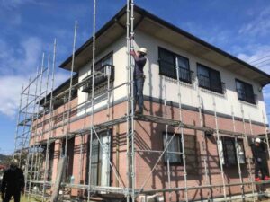 岡山県井原市・T様邸｜②足場設置・養生