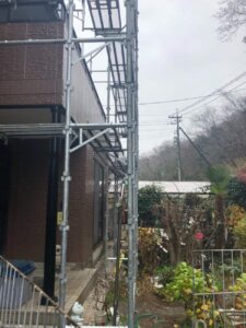 岡山県笠岡市・N様邸現場レポ足場設置1