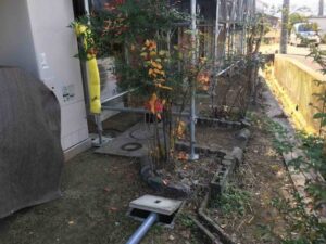 浅口市A様邸足場エコキュートまわり