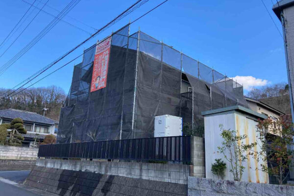 笠岡市F様邸足場養生現場レポート1