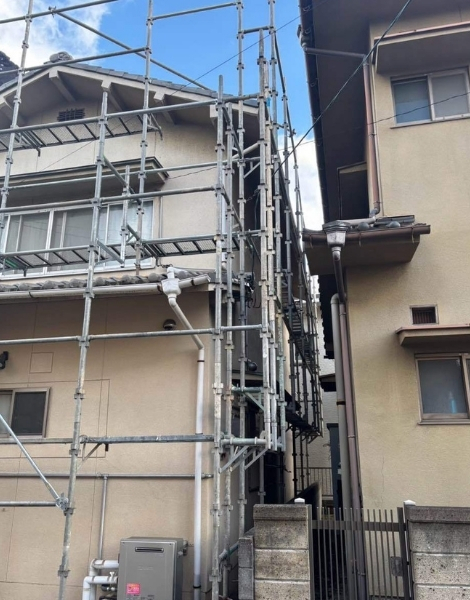 福山市M様邸足場高圧洗浄2